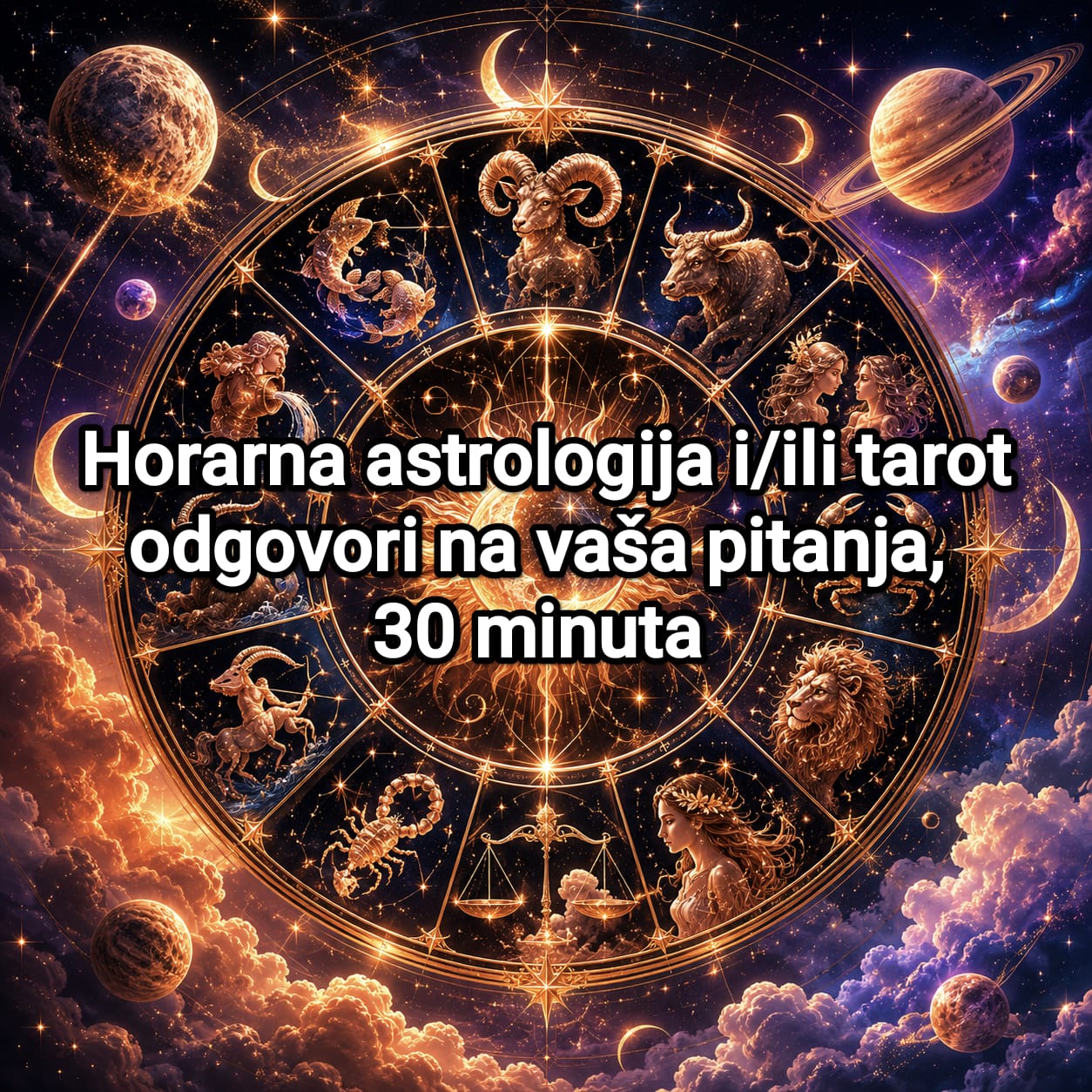 Horarna astrologija i/ili tarot. Odgovori na Vaša pitanja, 30 minuta
